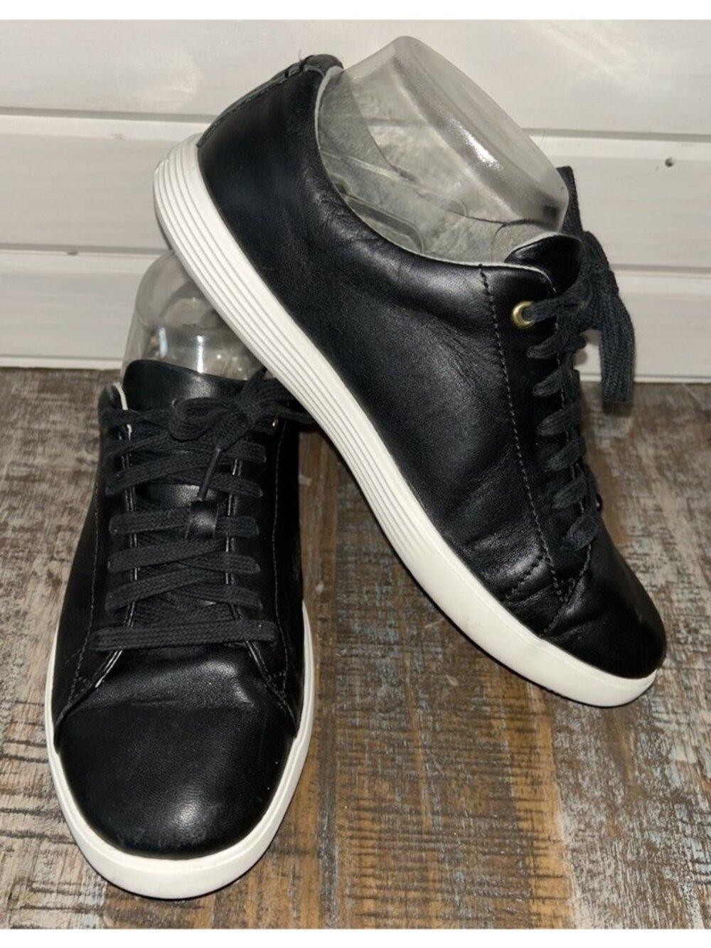 Cole Haan Women's Sz 7B Black Leather Grand ØS Crosscourt Sneakers